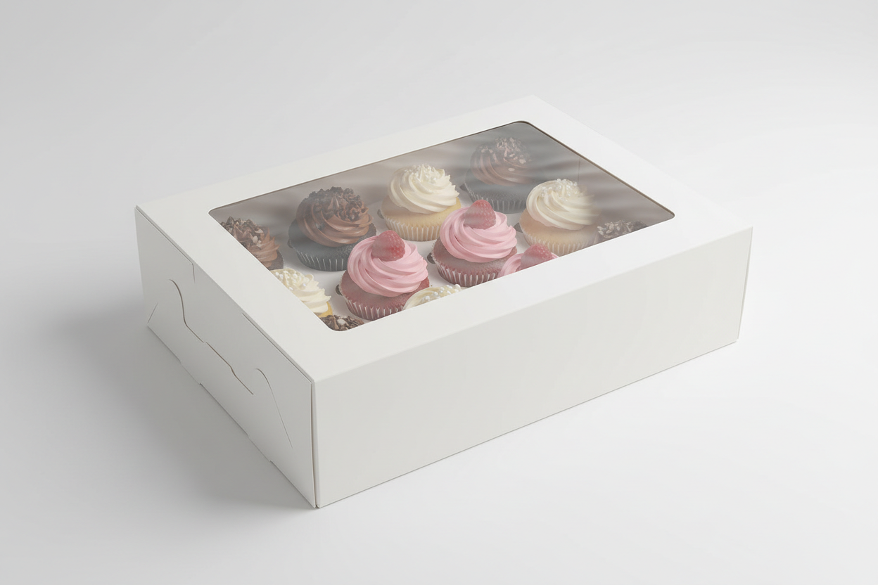 09 holes cupcake box white color with transparent window only on top 