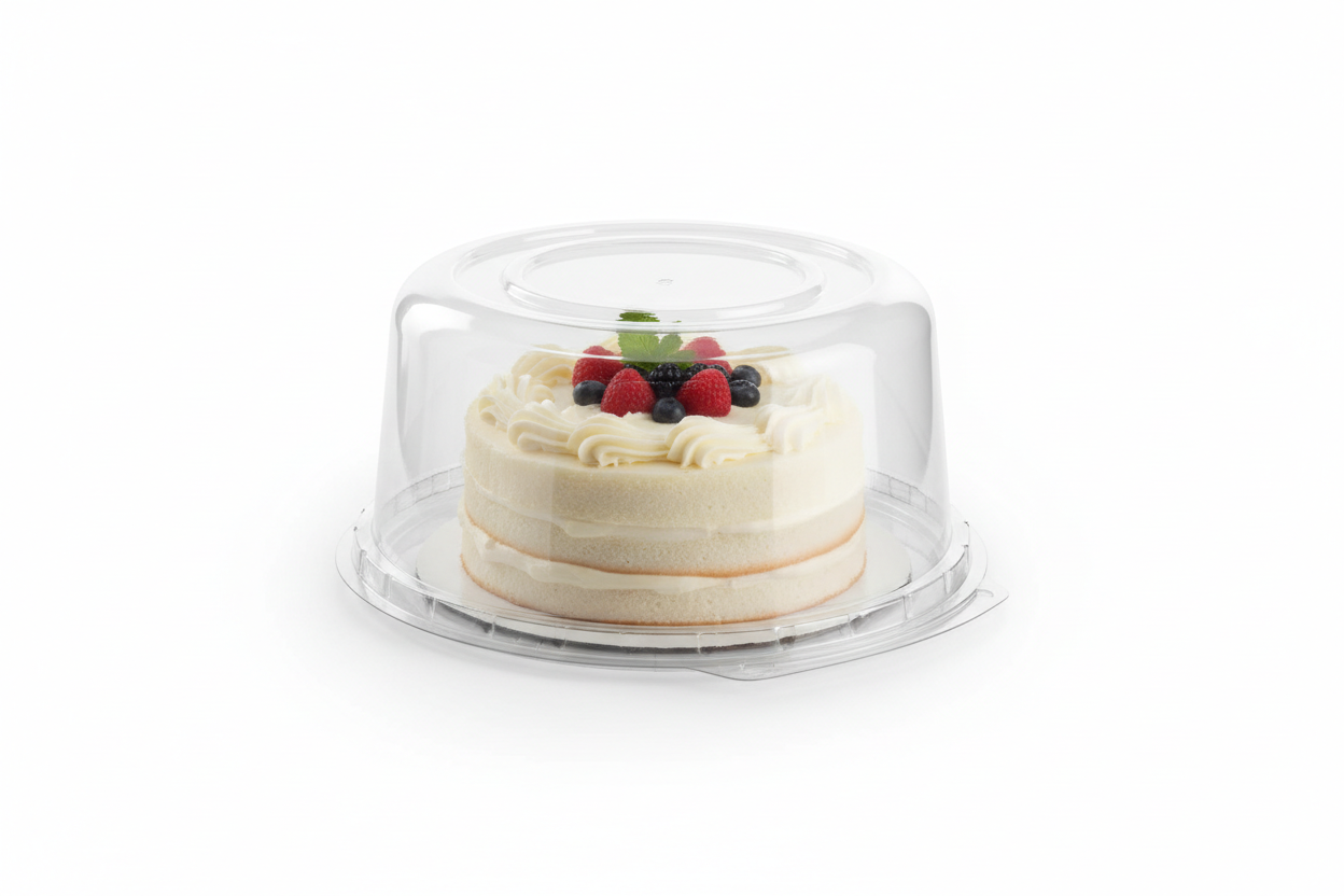 10X10X04 Disposable Cake Carrier With Clear Dome Lid 