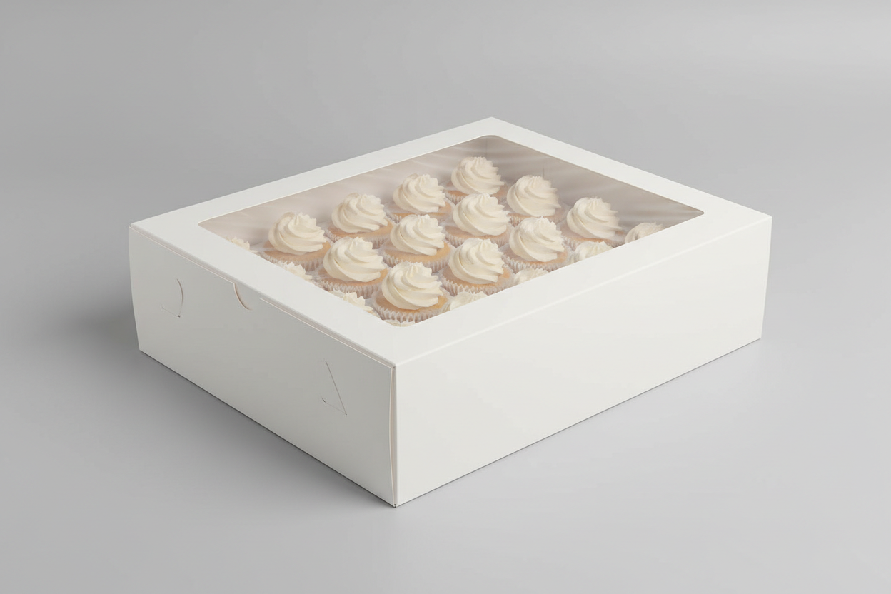 24 holes cupcake box white color with transparent window only on top 