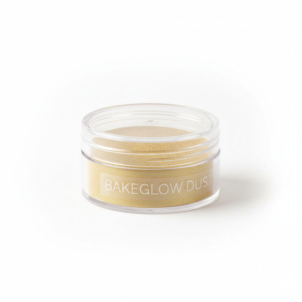 Dust powder for cakes. its comes in round shape acrylic little tub 