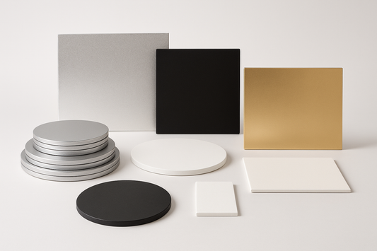 Securely transport and present your cakes with our foundational collection of Standard Cake Boards. Crafted with a sturdy 2.5mm thickness, these durable boards provide a reliable, non-bending base for all your creations. Available in a range of classic colors and shapes, they offer a clean, professional, and low-cost solution for bakers needing dependable support.