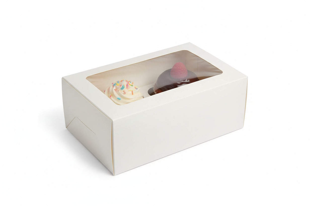 transparent window only on top of the box. & its white color box